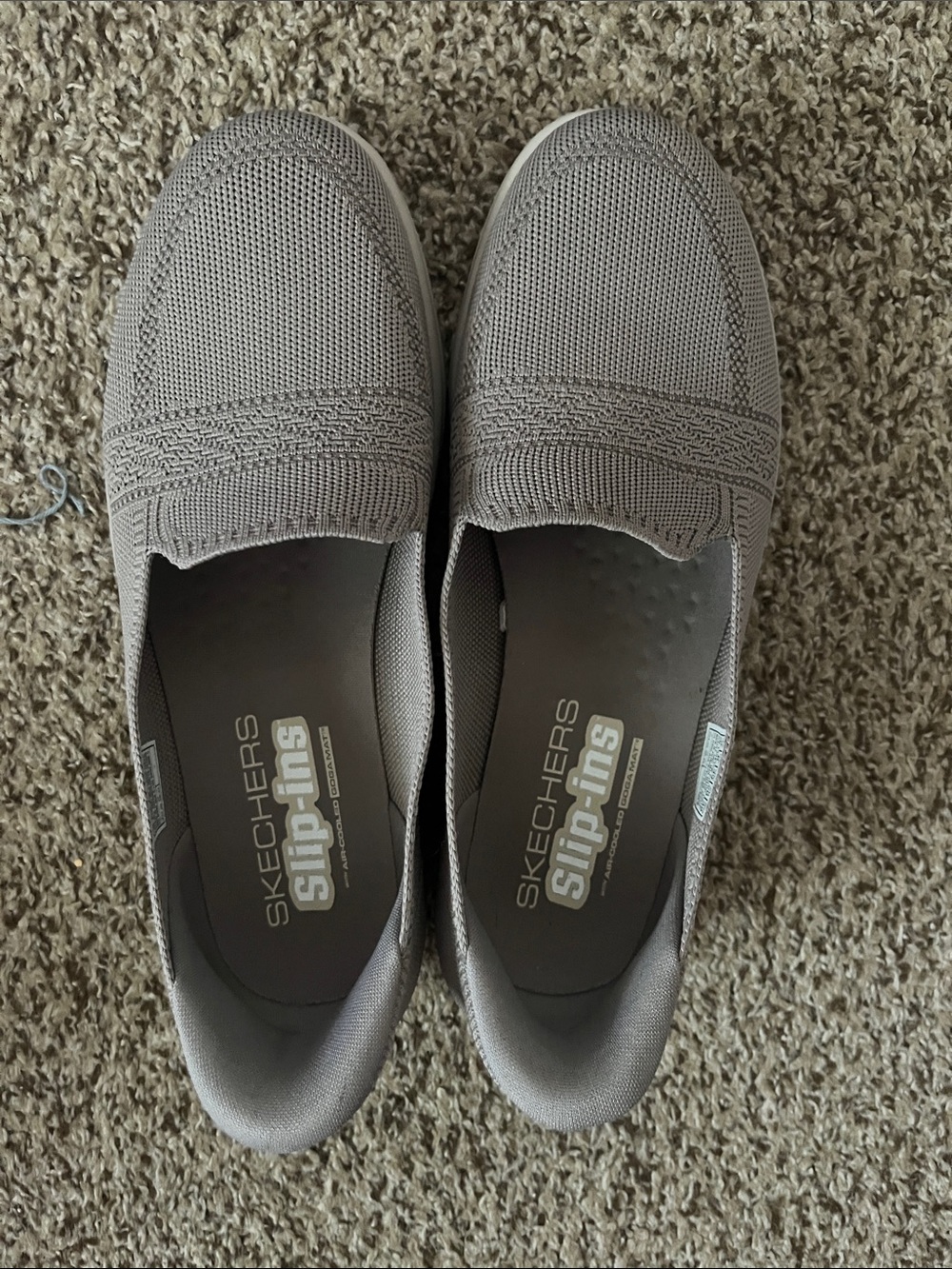 Skechers Slip-Ins Women's Light Gray Knit Slip-On Loafers